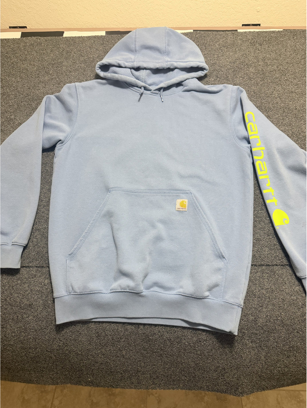 Carhartt Loose Fit Hoodie Men’s M Blue Neon Green Logo